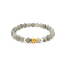 Load image into Gallery viewer, 18K Gold Money Ball Lucky Charm Beads Bracelet Gemstones Black Labradorite 6mm - Rafant
