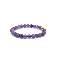 Load image into Gallery viewer, 18K Gold Money Bag Lucky Charm Beads Bracelet Gemstones Amethyst 6mm - Rafant