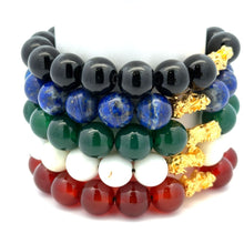 Load image into Gallery viewer, 24K Gold Piyao Pixiu Dragon Lucky Charm Bracelet Natural Gemstones Birthstones Feng Shui 9.5mm - 10mm - Rafant