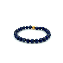 Load image into Gallery viewer, 18K Gold Money Ball Lucky Bracelet Gemstones Lapis Lazuli 6mm - Rafant