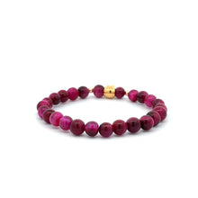 Load image into Gallery viewer, 18K Gold Money Bag Lucky Charm Beads Bracelet Gemstones Pink Tiger's Eye 6-6.5mm - Rafant