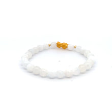 Load image into Gallery viewer, 18K Gold Dragon Pixiu Piyao Lucky Charm Beads Bracelet Gemstones White Jade 6mm - Rafant