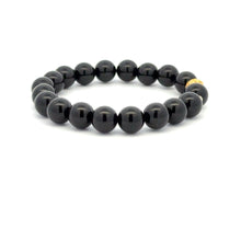 Load image into Gallery viewer, 18K Gold Money Ball Lucky Charm Beads Bracelet Gemstones Onyx 8mm - Rafant