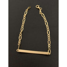 Load image into Gallery viewer, 18K Gold Bracelet Bar Figaro Chain Link 7.5 inches 2.36 grams