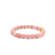 Load image into Gallery viewer, 18K Gold Coin Ball Lucky Charm Bracelet Gemstones Natural Pink Opal 6mm - Rafant