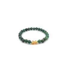 Load image into Gallery viewer, 18K Gold Pixiu Piyao Lucky Charm Bracelet Natural African Jade Gemstones 6mm - Rafant