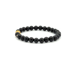 Load image into Gallery viewer, 18K Gold Money Ball Lucky Charm Beads Bracelet Gemstones Black Onyx 6mm - Rafant