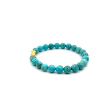 Load image into Gallery viewer, 24K Gold Piyao Pixiu Lucky Charm Bracelet Gemstones Dyed Howlite 8mm S6.75" - Rafant
