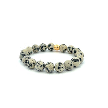 Load image into Gallery viewer, 18K Gold Money Bag Lucky Charm Bracelet Gemstones Dalmatian Jasper 8mm - Rafant