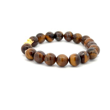 Load image into Gallery viewer, 18K Gold Dragon Pixiu Piyao Lucky Charm Bead Bracelet Gemstones Tiger's Eye 8mm - Rafant