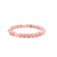 Load image into Gallery viewer, 18K Gold Dragon Pixiu Piyao Lucky Charm Beads Bracelet Gemstones Natural Pink Opal 6mm - Rafant