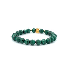 Load image into Gallery viewer, 18K Gold Money Bag Lucky Charm Beads Bracelet Gemstones Malachite 7mm - Rafant
