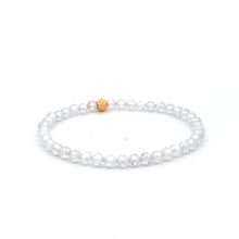Load image into Gallery viewer, 18K Gold Bead Stretchable Bracelet Clear Faceted Zircon Gemstones - Rafant