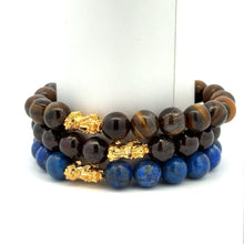 Load image into Gallery viewer, 18K Gold Pixiu Piyao Bracelet Natural Gemstones 6mm Birthstones Wealth Bracelet - Rafant