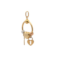 Load image into Gallery viewer, 18K Gold Pendant Charm Heart Keys Beads 2.27 grams - Rafant