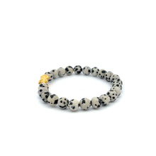 Load image into Gallery viewer, 18K Gold Dragon Pixiu Piyao Lucky Charm Bracelet Gemstones Dalmatian Jasper 6mm - Rafant