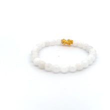 Load image into Gallery viewer, 18K Gold Pixiu Piyao Bracelet Natural Gemstones Moonstone 6mm Elastic Bracelet - Rafant