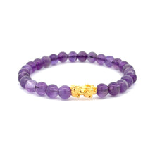 Load image into Gallery viewer, 18K Gold Pixiu Piyao Bracelet Natural Gemstones 6mm Birthstones Wealth Bracelet - Rafant