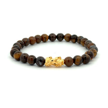 Load image into Gallery viewer, 18K Gold Pixiu Piyao Bracelet Natural Gemstones 6mm Birthstones Wealth Bracelet - Rafant