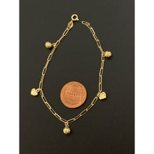 Load image into Gallery viewer, 18K Gold Bracelet Paperclips 7.25 inches with Heart Ball Charms 2.21 grams - Rafant