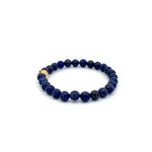 Load image into Gallery viewer, 18K Gold Money Bag Lucky Charm Bracelet Gemstones Lapis Lazuli 6mm - Rafant