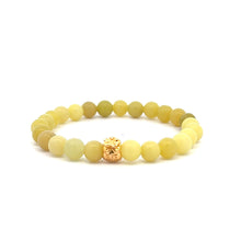 Load image into Gallery viewer, 18K Gold Money Bag Lucky Charm Bracelet Gemstones Lemon Jade 6mm - Rafant