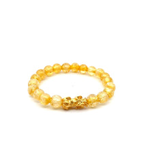 Load image into Gallery viewer, 24K Gold Piyao Pixiu Lucky Charm Bracelet Gemstones Citrine 8mm Size 6 inches - Rafant