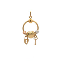 Load image into Gallery viewer, 18K Gold Pendant Charm Heart Keys Beads 2.27 grams - Rafant