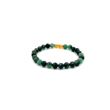 Load image into Gallery viewer, 18K Gold Dragon Pixiu Piyao Bracelet Gemstones Emerald May Birthstones Micro Faceted 6mm - Rafant