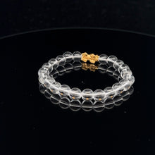 Load image into Gallery viewer, 18K Gold Dragon Pixiu Piyao Lucky Charm Bracelet Gemstones Clear Quartz 6mm - Rafant