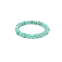 Load image into Gallery viewer, Natural Amazonite Peru 6mm Stretchable Bracelet 18k Gold Bead Charm - Rafant