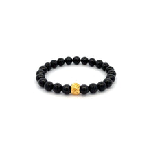 Load image into Gallery viewer, 18K Gold Charm Bracelet Natural Black Tourmaline Gemstones 6mm Money Bag - Rafant