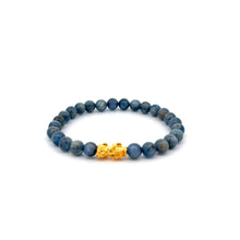 Load image into Gallery viewer, 18K Gold Dragon Pixiu Piyao Lucky Charm Bracelet Gemstones Kyanite 6mm - Rafant