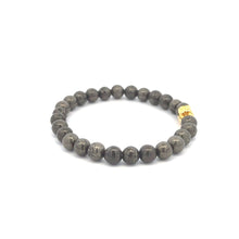 Load image into Gallery viewer, 18K Gold Money Bag Charm Bracelet Natural Pyrite Gemstones 6mm - Rafant