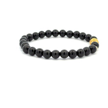 Load image into Gallery viewer, 18K Gold Money Ball Lucky Charm Beads Bracelet Gemstones Obsidian 6mm - Rafant