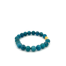 Load image into Gallery viewer, 18K Gold Dragon Pixiu Piyao Lucky Charm Beads Bracelet Gemstones Apatite 8mm - Rafant