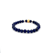 Load image into Gallery viewer, 18K Gold Money Bag Lucky Charm Beads Bracelet Gemstones Lapis Lazuli 6mm - Rafant