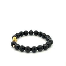 Load image into Gallery viewer, 18K Gold Dragon Pixiu Piyao Lucky Charm Bead Bracelet Gemstone Black Onyx 8mm - Rafant