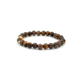 Load image into Gallery viewer, 18K Gold Money Ball Lucky Charm Beads Bracelet Gemstones Tiger's Eye 6mm - Rafant