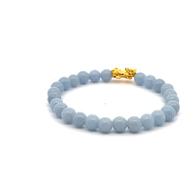 Load image into Gallery viewer, 18K Gold Piyao Pixiu Dragon Lucky Charm Bracelet Gemstones Angelite 6mm - Rafant