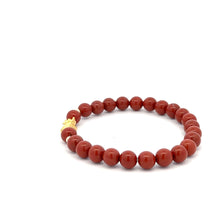 Load image into Gallery viewer, 18K Gold Dragon Pixiu Piyao Lucky Charm Beads Bracelet Gemstones Red Jasper 6mm - Rafant