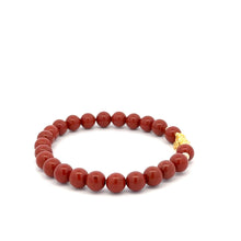Load image into Gallery viewer, 18K Gold Dragon Pixiu Piyao Lucky Charm Beads Bracelet Gemstones Red Jasper 6mm - Rafant