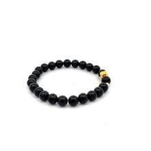 Load image into Gallery viewer, 18K Gold Money Bag Lucky Charm Beads Bracelet Gemstones Natural Black Tourmaline 6mm - Rafant
