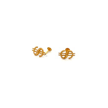 Load image into Gallery viewer, 18K Gold Earrings Stud Screw Type Dollar Sign - Rafant