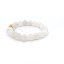 Load image into Gallery viewer, 18K Gold Money Bag Lucky Charm Beads Bracelet Gemstones White Jade 8mm - Rafant