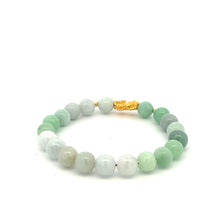 Load image into Gallery viewer, 18K Gold Dragon Pixiu Piyao Lucky Charm Bead Bracelet Gemstone Jadeite Jade 8mm - Rafant