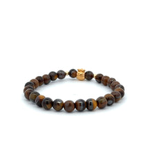 Load image into Gallery viewer, 18K Gold Money Bag Lucky Charm Beads Bracelet Gemstones Tiger's Eye 6mm - Rafant