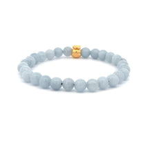 Load image into Gallery viewer, 18K Gold Money Bag Lucky Charm Bracelet Gemstones Aquamarine 6mm - Rafant