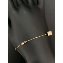 Load image into Gallery viewer, 18K Gold  Bracelet Beads White Rose Yellow Gold 2.76 grams S 7 inches plus 1 inch