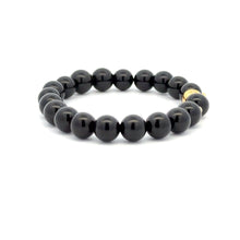 Load image into Gallery viewer, 18K Gold Money Bag Lucky Charm Beads Bracelet Gemstones Obsidian 8mm - Rafant